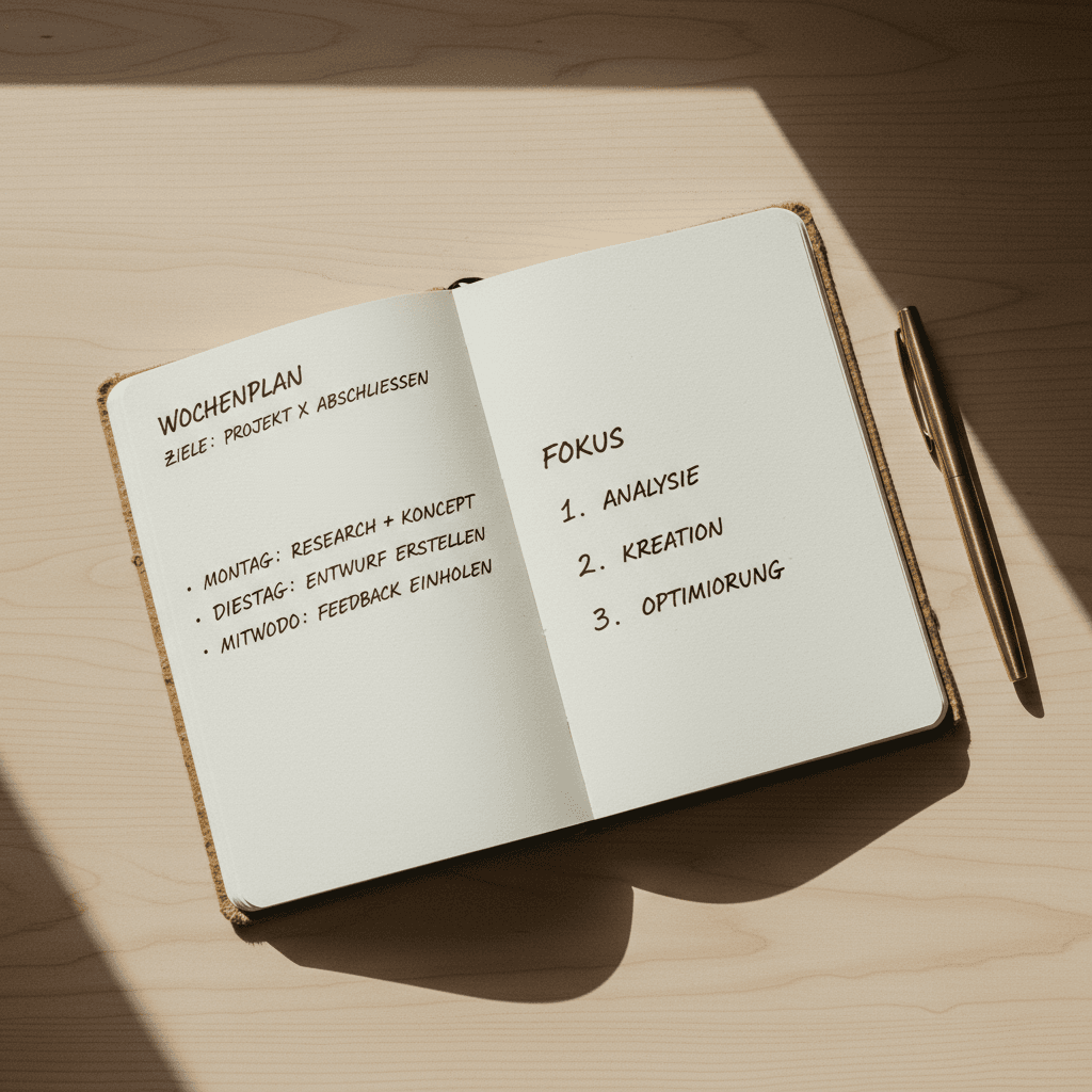 Strukturierter Aktionsplan mit klaren Schritten und Zielen